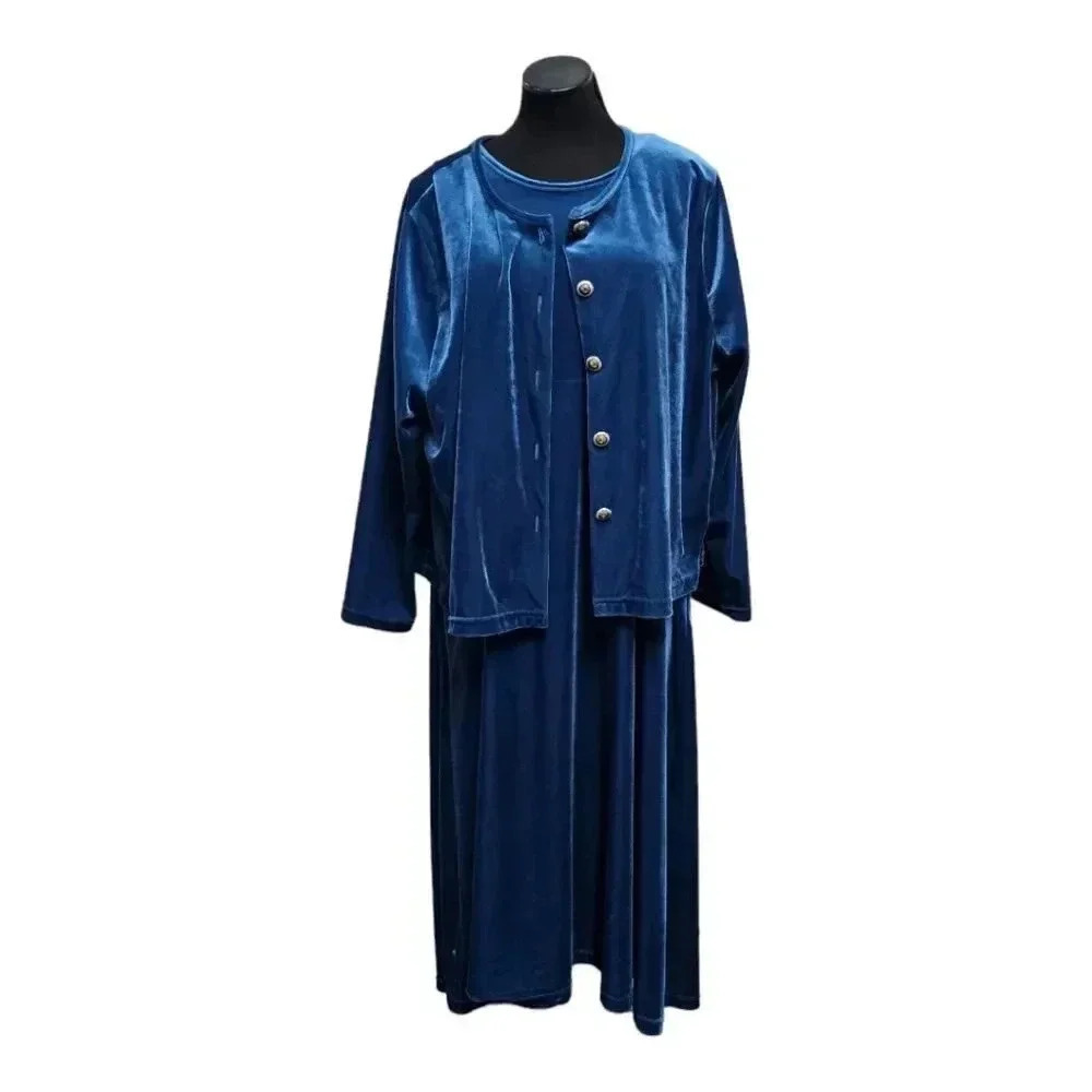 Diane Von Fursenburg velvet 2pc cardigan vintage dress set